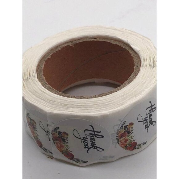 Thank You Stickers Roll Round 1in Labels Floral Design 500 Pcs Durable Adhesive - Picture 6 of 6